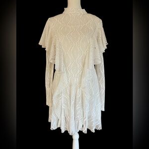 NEW $128 FREE PEOPLE Rock Candy Long Sleeve Lace Dress XS Boho Bride Festival